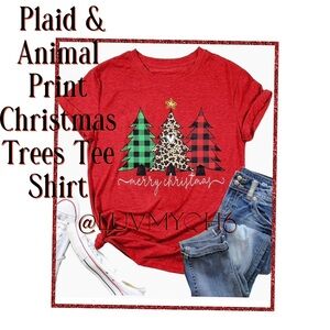 Christmas Animal Print & Plaid Tree T Shirt